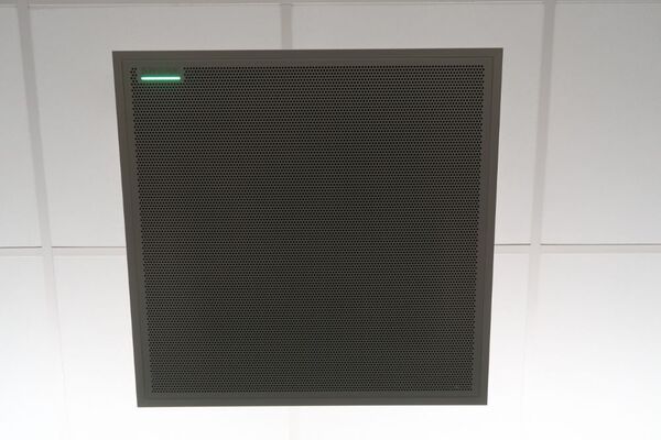 A 2¿ x 2¿ tile  mounted above to provide microphone coverage over student seating