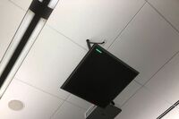 A 2¿ x 2¿ tile mounted in the ceiling to provide microphone coverage over student seating