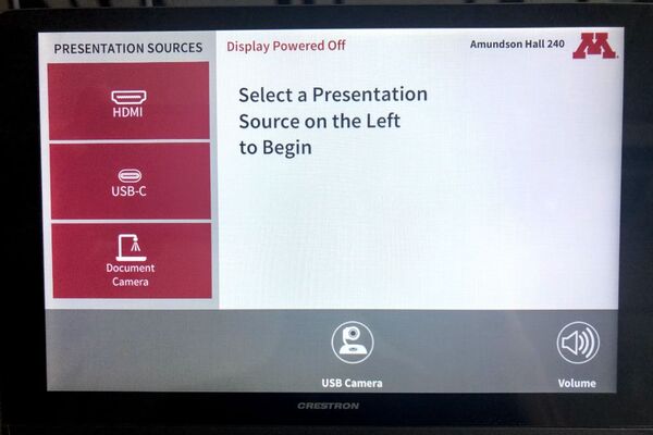 Touchscreen control user interface showing main page