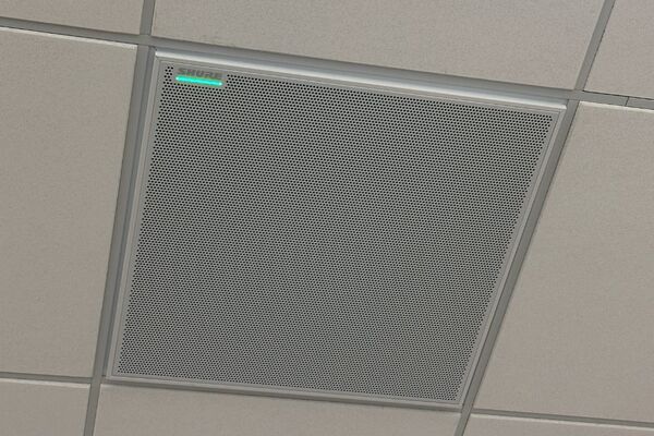 Microphone mounted to the ceiling