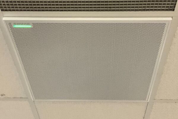 Microphone mounted to the ceiling