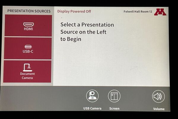 Touchscreen control user interface showing main page