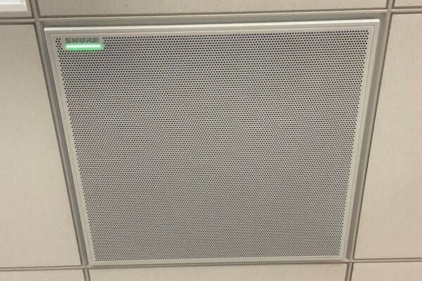 Microphone mounted to the ceiling