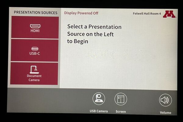 Touchscreen control user interface showing main page
