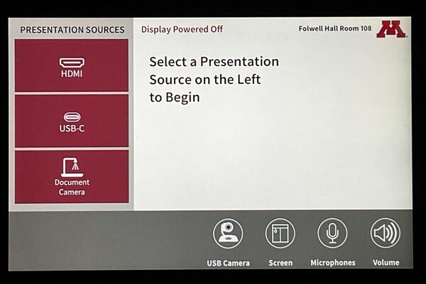 Touchscreen control user interface showing main page