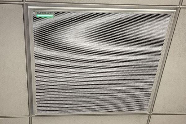 Microphone mounted to the ceiling