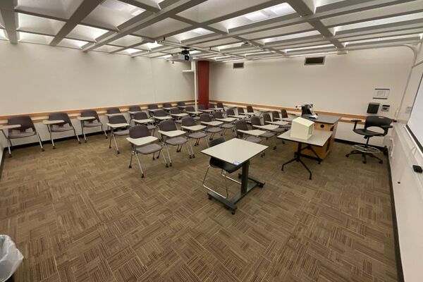 Back of room view of student tablet arm seating 
