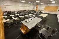 Back of room view of student tablet arm seating 