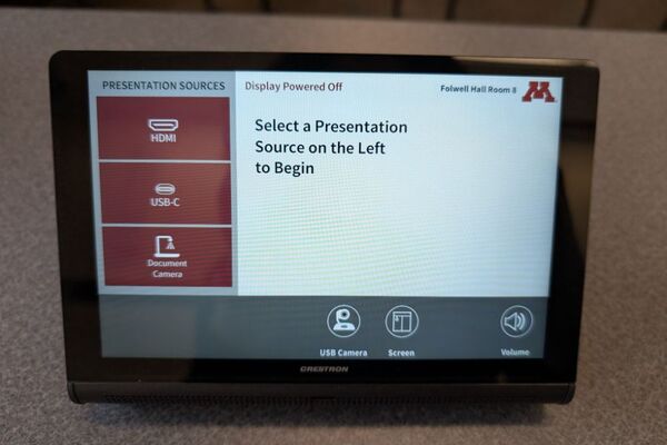 Touchscreen control user interface showing main page