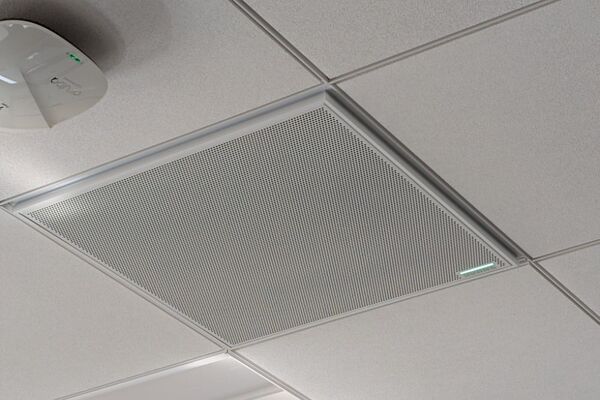 Microphone mounted to the ceiling