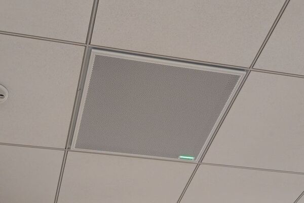 Microphone mounted to the ceiling