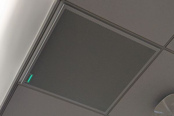 Microphone mounted to the ceiling