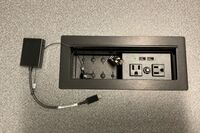 Pedestal - laptop cable connections showing cable ends