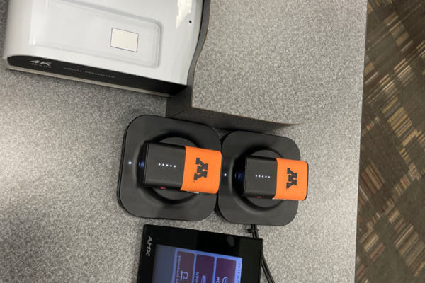 Pedestal - microphones charging on pedestal surface 