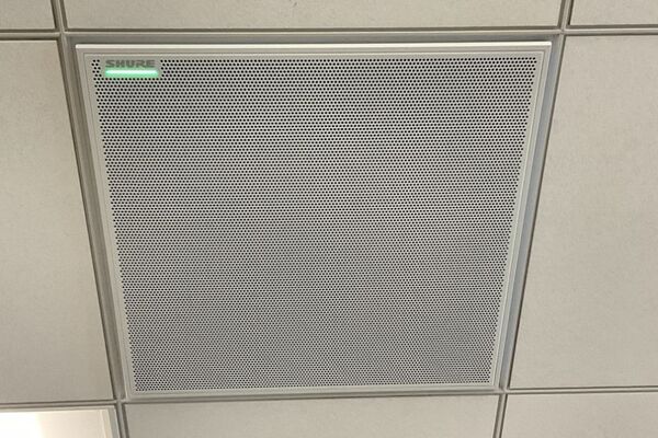 Microphone mounted to the ceiling