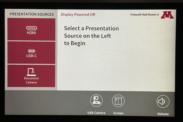 Touchscreen control user interface showing main page