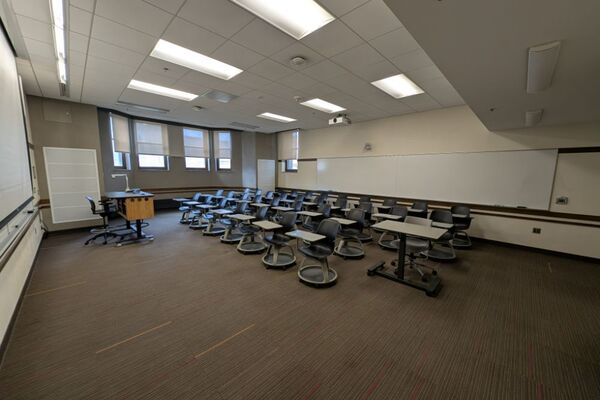 Back of room view of student tablet arm seating 