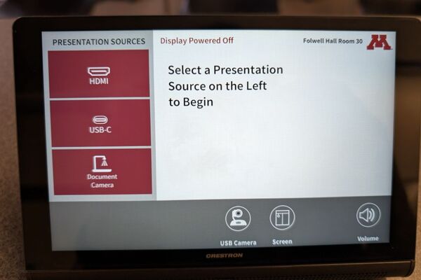 Touchscreen control user interface showing main page