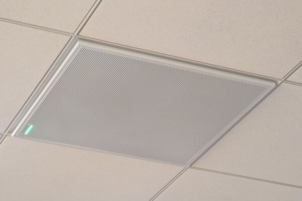 Microphone mounted to the ceiling