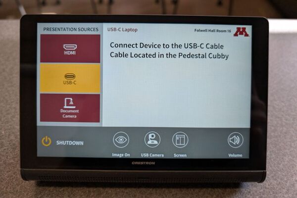 Touchscreen control user interface showing main page