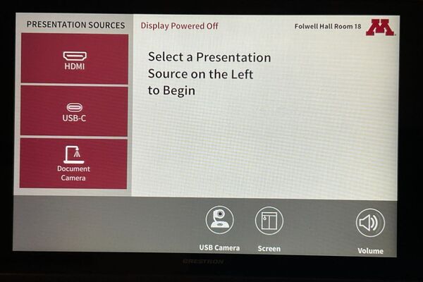 Touchscreen control user interface showing main page