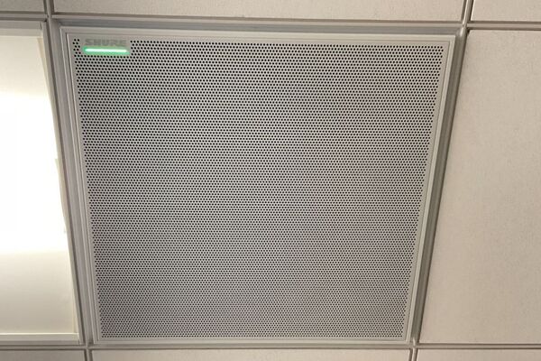 Microphone mounted to the ceiling