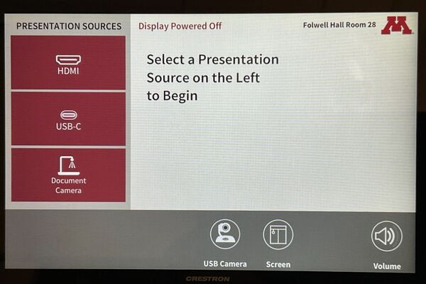 Touchscreen control user interface showing main page