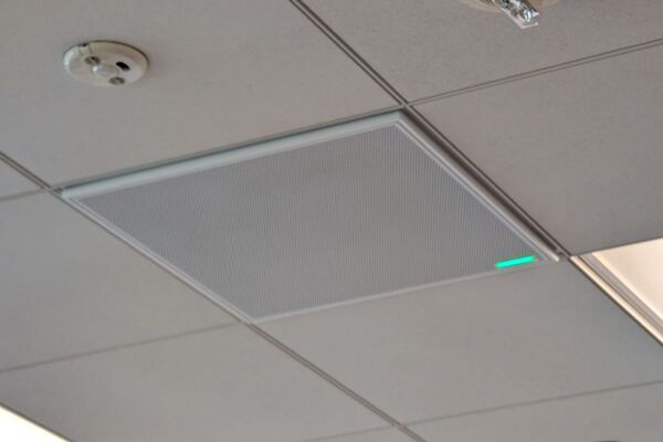 Microphone mounted to the ceiling
