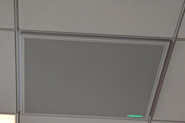 Microphone mounted to the ceiling