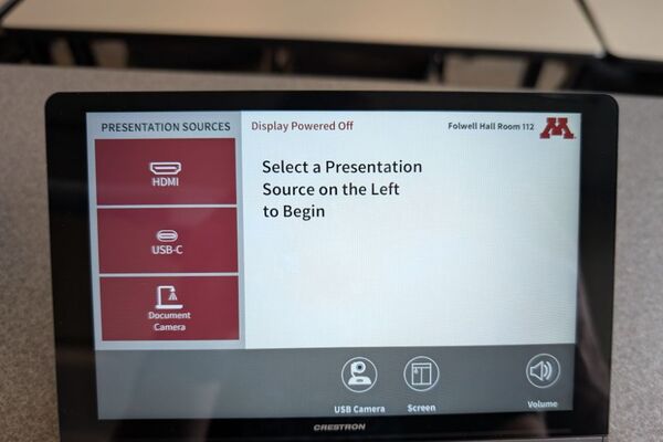 Touchscreen control user interface showing main page