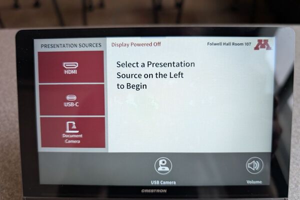 Touchscreen control user interface showing main page