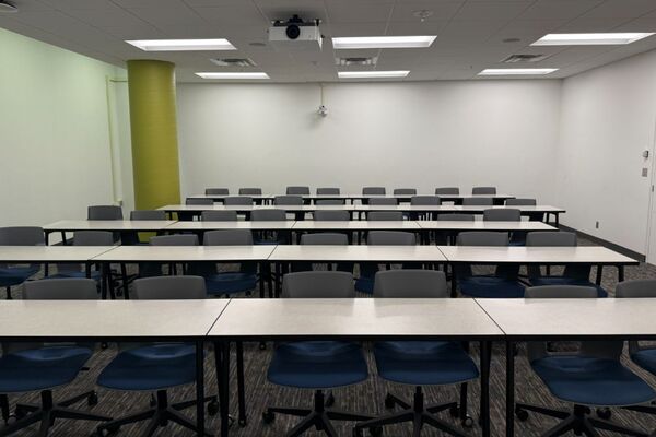 Back of room view of student table and chair seating 