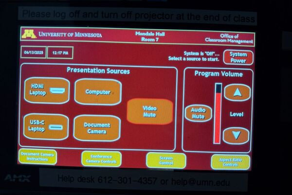 Touchscreen control user interface showing main page