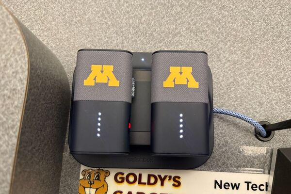 Microphones charging on pedestal surface