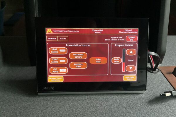 Touchscreen control user interface showing main page