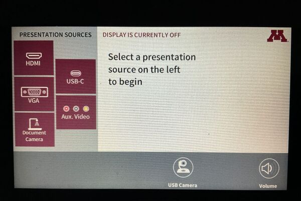 Touchscreen control user interface showing main page