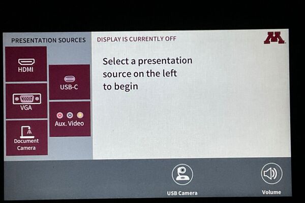 Touchscreen control user interface showing main page