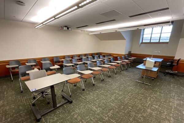 Back of room view of student tablet arm seating