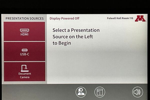 Touchscreen control user interface showing main page