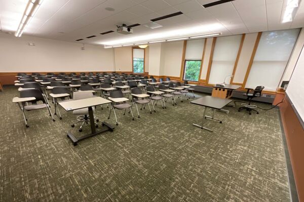 Back of room view of student tablet arm seating 
