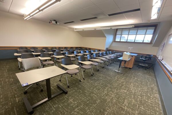 Back of room view of student tablet arm seating 