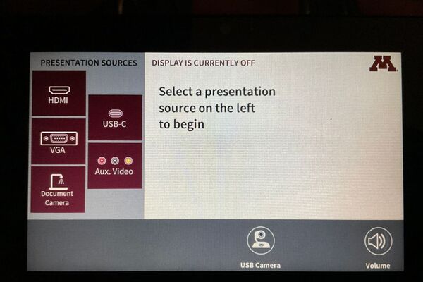 Touchscreen control user interface showing main page