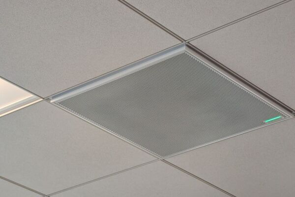 Microphone mounted to the ceiling