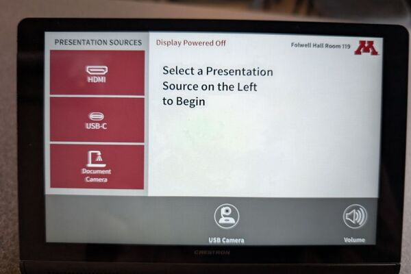 Touchscreen control user interface showing main page