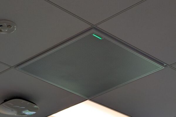 Microphone mounted to the ceiling