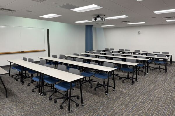 Back of room view of student table and chair seating 