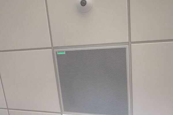 Microphone mounted to the ceiling