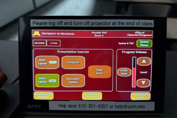 Touchscreen control user interface showing main page