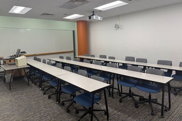 Back of room view of student table and chair seating 