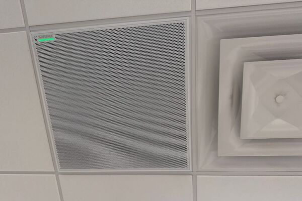 Microphone mounted to the ceiling